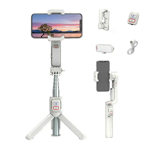 Multifunctional Portable Handheld Stabilizer Gimbal with 39.6cm Extension Tripod for Mobile Phone  Multi-angle Adjustable Gimbal with Fill Light Wireless Remote  for Vlog Video Livestream